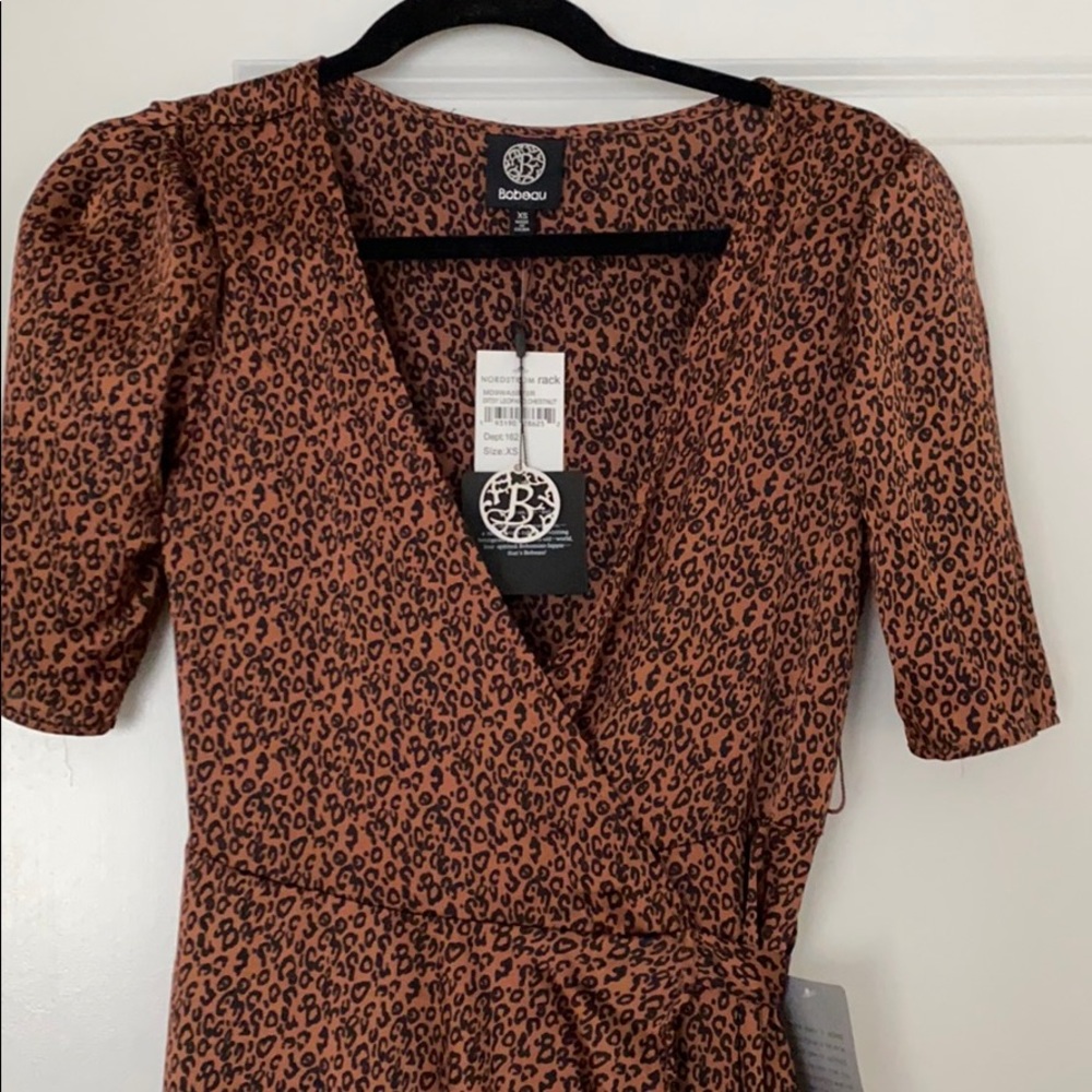 Cheetah wrap midi dress